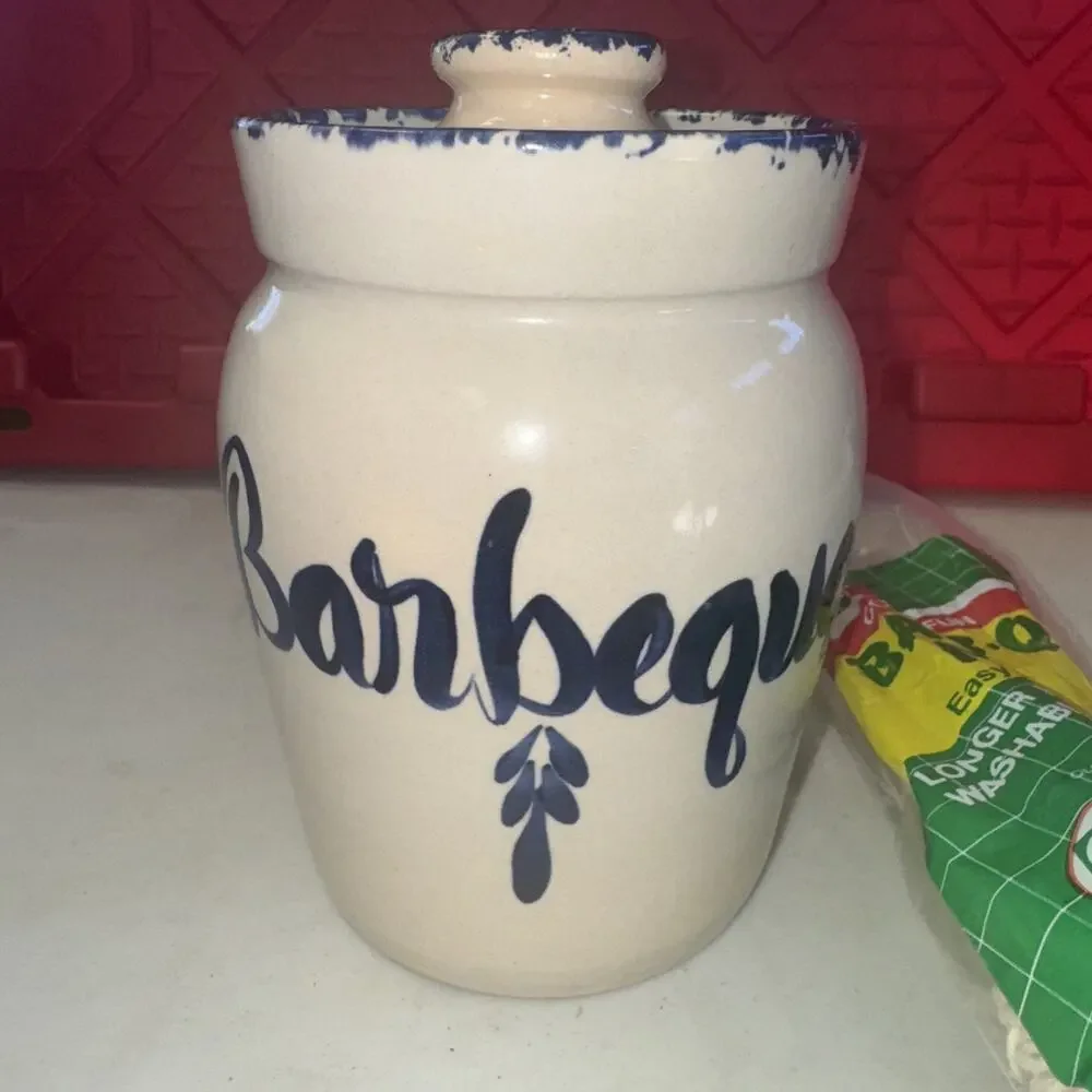 Martinez Pottery Hand Turned‎ Stoneware Barbecue BBQ Crock BBQ Mop Pot